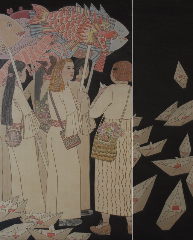 吳金晶 《開漁啦》 200×170cm 中國畫.jpg
