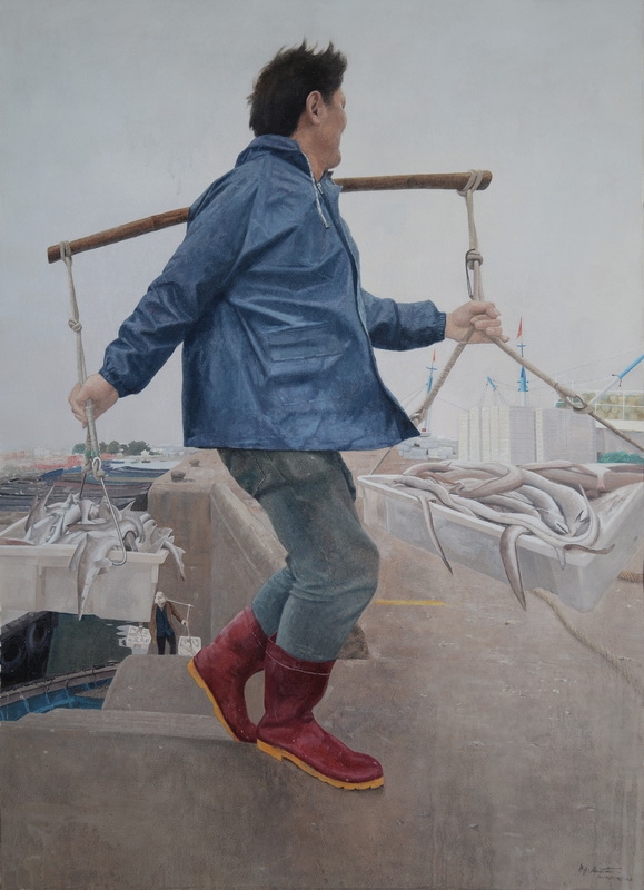 鄔科特《漁港豐歌》13858235996 尺寸：114x84cm 紙本水彩.JPG